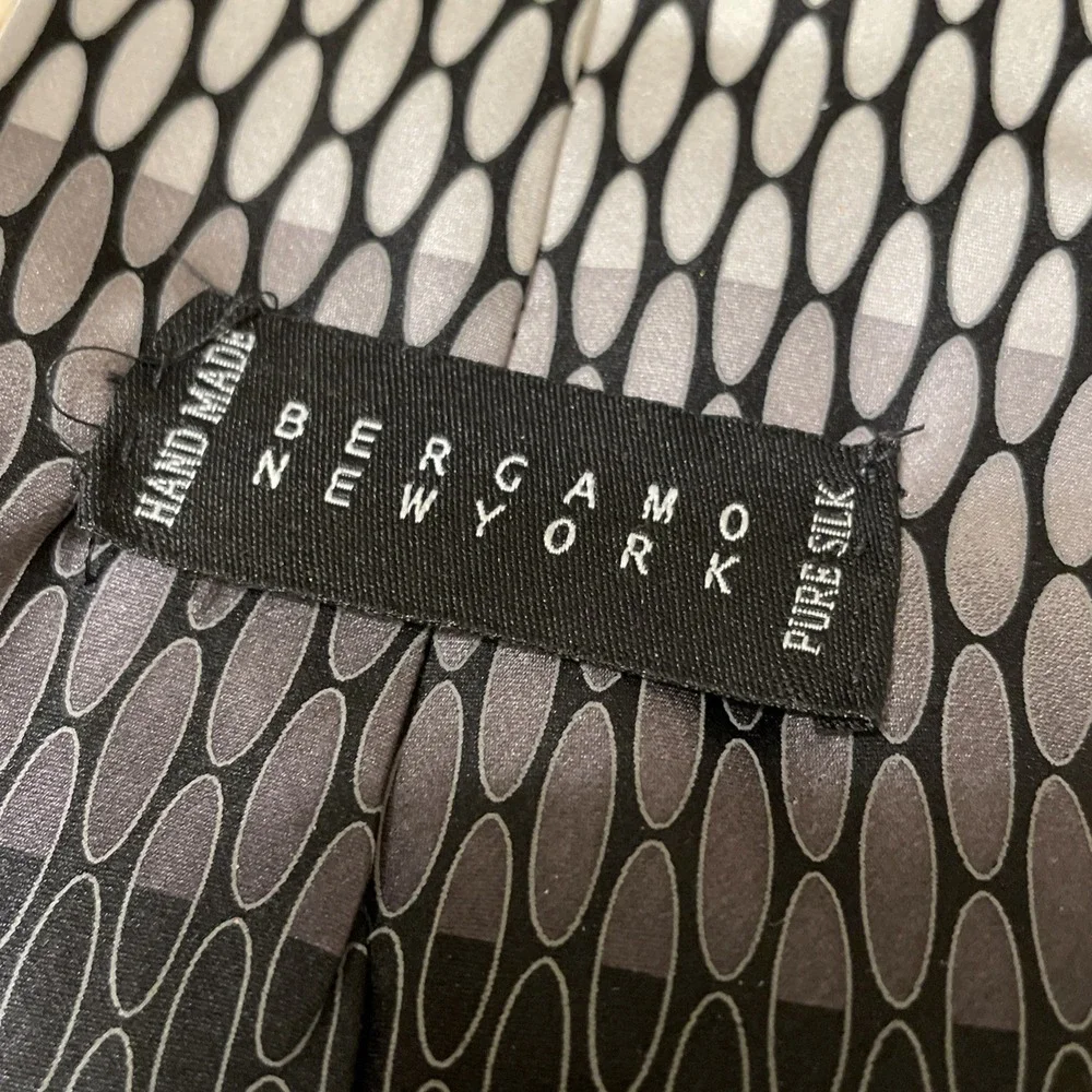Men's Bergamo New York Handmade Silk Neck Tie Ombre Gradient Black Gray